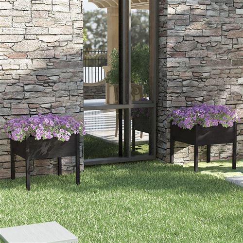Non Communiqué Noir Vidaxl Jardinières 2 Pcs 70X70x70 Cm Bois De Pin Massif
