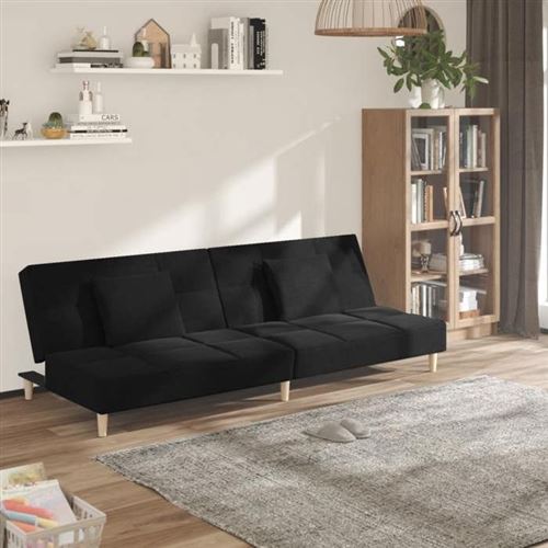 Non Communiqué Noir Vidaxl Canapé-Lit À 2 Places Avec Deux Oreillers Tissu
