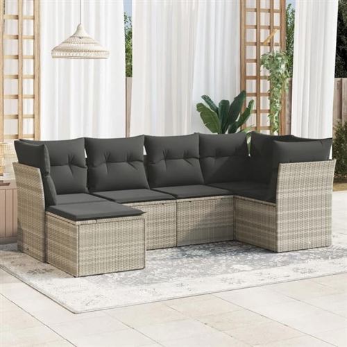 Vidaxl Clair Salon De Jardin 6 Pcs - Grisc - Image 3