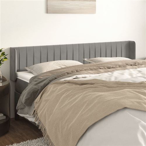 vidaXL Hoofdbord met randen 163x16x78/88 cm fluweel lichtgrijs3119060