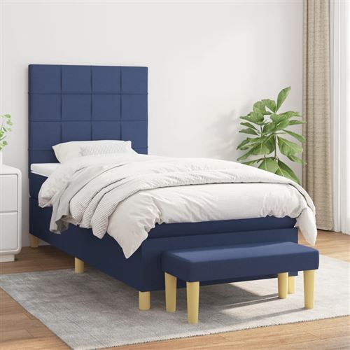 vidaXL Sommier à lattes de lit avec matelas Bleu 80x200 cm Tissu3137115