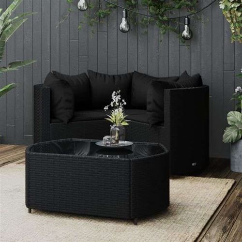 Vidaxl Noir Salon De Jardin Modulable 4 Pieces Resine Tressee 78.0 X 53 X 29 Cm 3 Personnes - Image 2