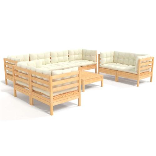 Non Communiqué Beige Salon De Jardin Modulable Vidaxl Bois Massif 9 Pieces X 63.5 X 62.5 9 Personnes