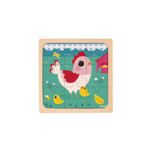 Non Communiqué Multicolore Puzzle En Bois 9 Pcs Poulette Henriette Janod