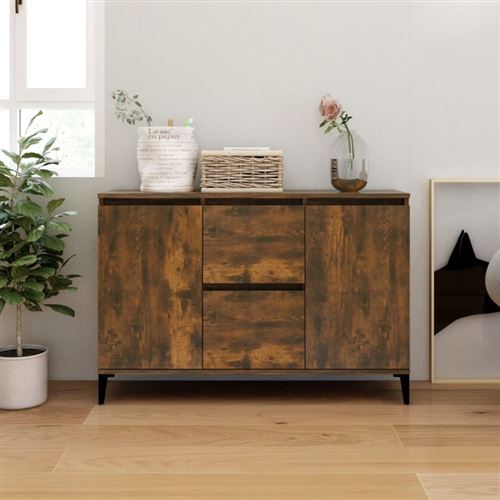 Non Communiqué Chêne Fumé Buffet 104X35x70 Cm Bois D Ingénierie