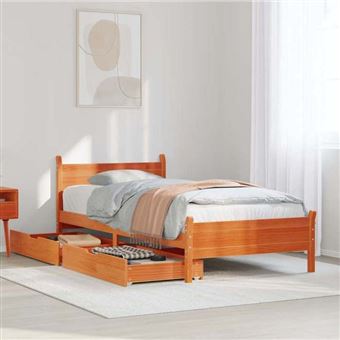 vidaXL Cadre de lit sans matelas cire marron 90x200 cm bois pin massif, meuble de chambre à coucher, sommier, lit en bois, 3309781 - 1