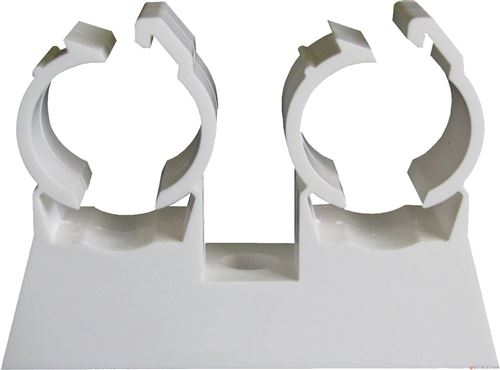 Fixation de tube double ING Fixation Tub-Ring 16mm blanc, 50 pièces