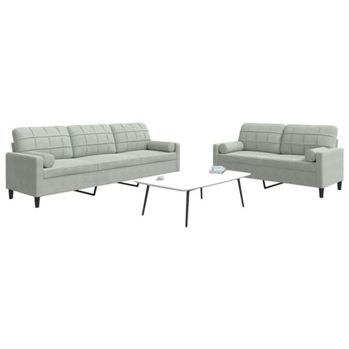 Non Communiqué Multicolore Ensemble De Canapés 2 Pcs Et Coussins Et Traversins Velours