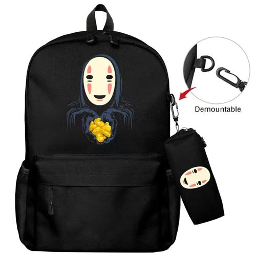 Lot de 2 pièces Sac à Dos, Trousse à crayons Spirited Away pour Garçon et Filles (SD1673) 40*22*45 cm Noir
