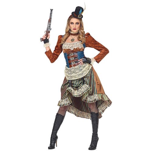 Déguisement Steampunk Cowgirl Robe Dentelle Femme Xl Marron 8074 Widmann XL - Coloris : Marron8074 Widmann