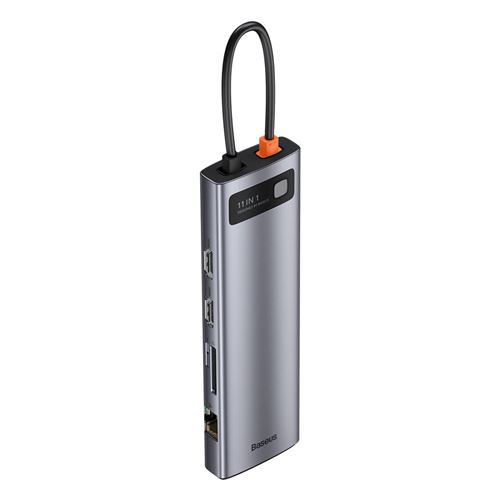 Adaptateur BASEUS CAHUB-CT0G Type-C vers 3xUSB3.0+2xHDML+RJ45+PD+TF+SD+VGA+3.5mm Grise