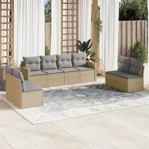 vidaXL - Salon de jardin - Ensemble 8 pièces - Beige - Image 2