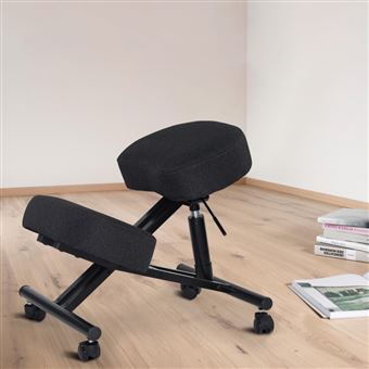Chaise orthopédique de bureau en bois confortable siège ergonomique  BALANCEWOOD, Couleur: Noir - Achat & prix