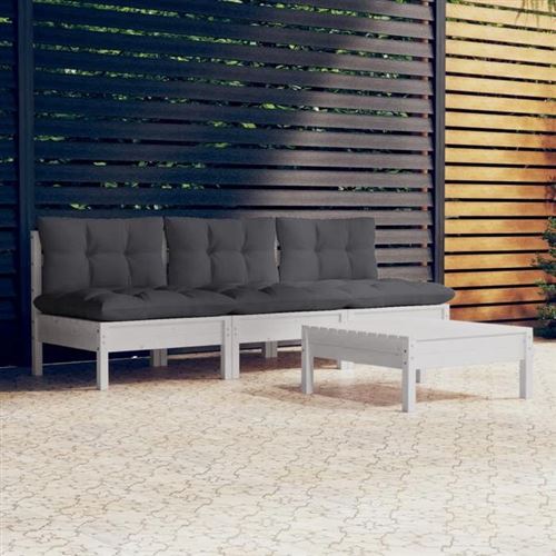 Non Communiqué Gris Salon De Jardin Modulable Vidaxl Bois 4 Pieces X 63.5 X 62.5 4 Personnes