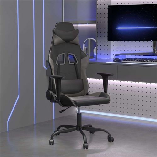 Vidaxl chaise de jeu noir et gris similicuir 