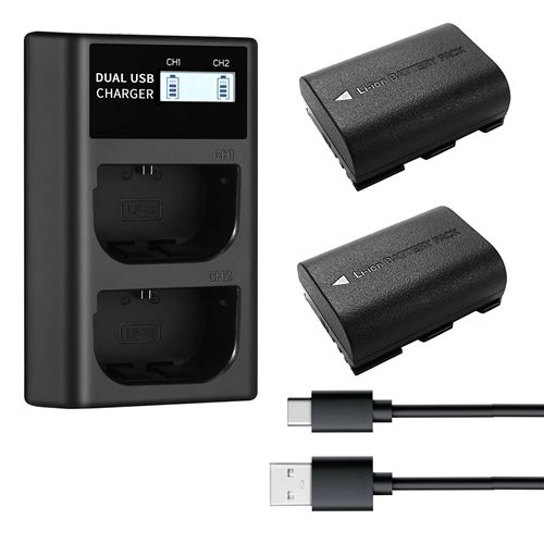 2PCS Qumox 2250mAh LP-E6NH batterie remplacement et Chargeur Rapide Compatible avec Canon EOS R7 R5 R6 R6 II R, 5DIV, 6DII, 7DII, 80D, 90D