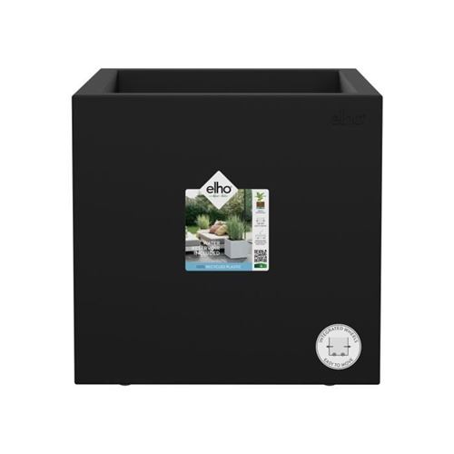 ELHO Bac a fleurs Vivo Next Square 40 - Ø 39 x H 38 cm - Intérieur,Extérieur - 100% recyclé - Noir - Image 3