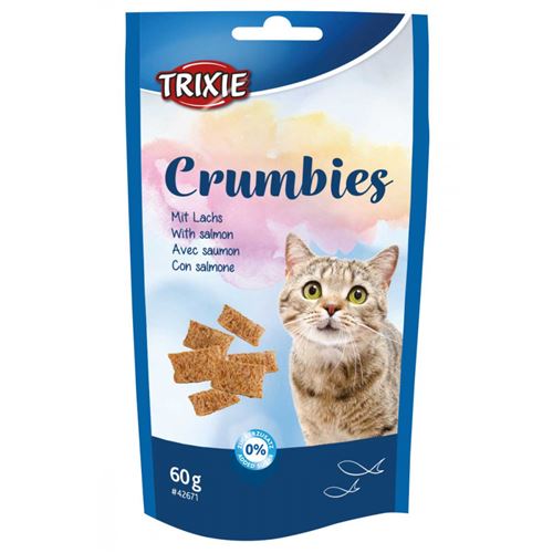 Friandise Crumbies au saumon et a la taurine. Poids 60g. Pour chat