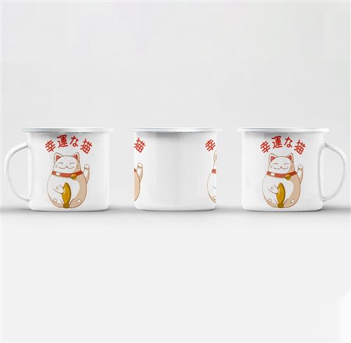 Maneki Neko chat porte bonheur japonais Blanc' Mug