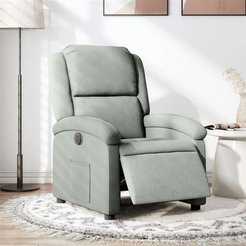 Vidaxl Gris/Clair Fauteuil Inclinable Électrique - Velours - Image 3