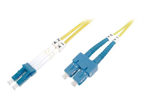 DIGITUS - Cordon de raccordement - mode unique LC/PC (M) pour mode unique SC/APC (M) - 5 m - fibre optique - duplex - 9 / 125 micromètres - OS1 - sans halogène - jaune
