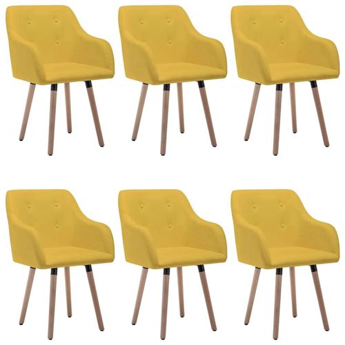 vidaXL Chaises de salle à manger 6 pcs Jaune moutarde Tissu