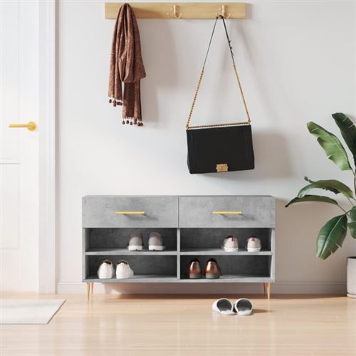 Vidaxl Gris Banc À Chaussures - Béton - Image 2