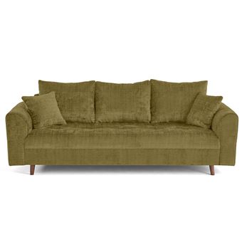 Canape droit LISA DESIGN 3 places en velours vert 210 x 210 x 81 cm - 1