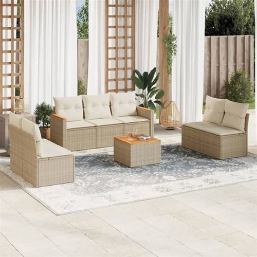 Non Communiqué Beige Salon De Jardin Modulable Vidaxl 8 Pieces 7 Personnes Rotin 62 X 55 X 69 Cm