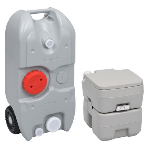 vidaXL Ensemble de toilette et réservoir d'eau de camping portable