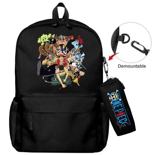Lot de 2 pièces Sac à Dos, Trousse à crayons One Piece pour Garçon et Filles (SD1650) 40*22*45 cm Noir