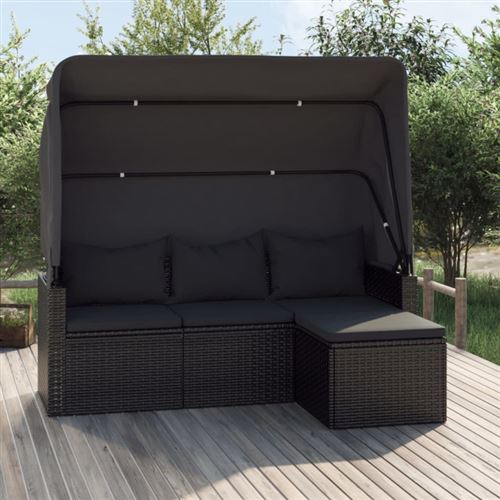 VidaXL - 3-sitzer gartensofa poly-rattan, One Size, Schwarz
