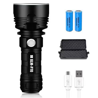 Lampe Torche LED Haute Puissance, Portée Jusqu'à 200m, Rechargeable, Neuve