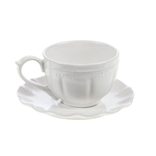 Non Communiqué Blanc Tasse À Thé Et Sous Tasse Romy 20 Cl (Lot De 6) - Amadeus - Grès
