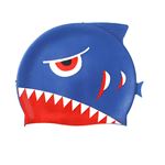 Bonnet de Bain Enfant Silicone Garçons Filles FONGWAN Dessin Animé Extensible Confortable Étanche, M - Bleu marine