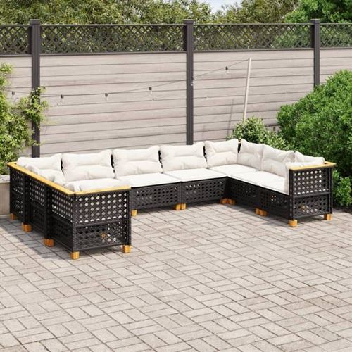 Non Communiqué Noir Salon De Jardin Modulable Vidaxl Rotin 9 Pieces X 63.5 X 56.5 Cm