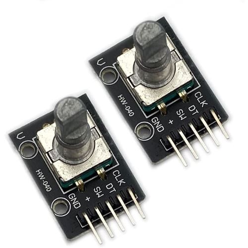 Module Rotary Encoder KY-040 2 Pièces pour Raspberry Pi et Arduino Bouton Rotatif et Pressable Idéal pour Le Réglage du Volume et Le Comptage, Métal
