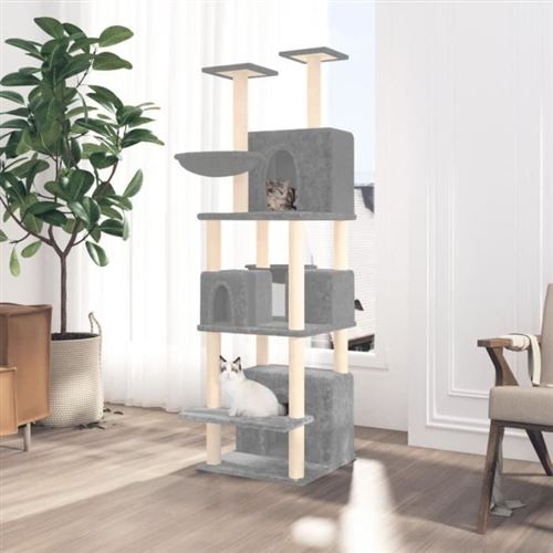 Vidaxl Arbre &Agrave; Chat Avec Griffoirs En Sisal Gris Clair 180 Cm