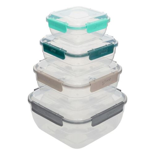 Non Communiqué Transparent Five Simply Smart - Lot De 4 Boîtes De Conservation "Klic" 20Cm