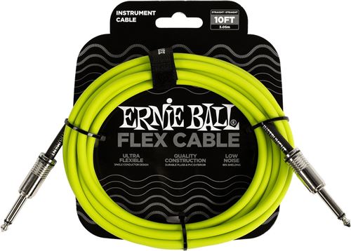 Non Communiqué Vert Ernie Ball Câbles Instrument Flex Jack/Jack 3M Câbles Jack / Instrument