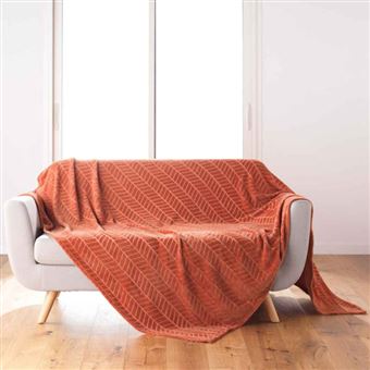Plaid Flanelle Uni "Arya" 180x220cm Terracotta - 1