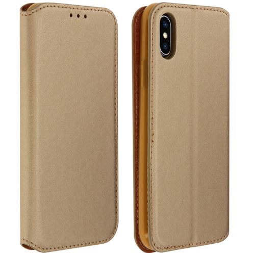 Etui iPhone X / XS Housse folio portefeuille protection Classic Edition doré