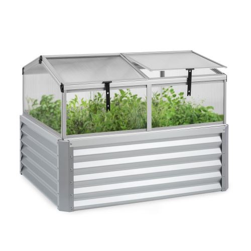 Blumfeldt High Grow Advanced Carré de potager surélevé avec toit - 540 litres - Acier argent