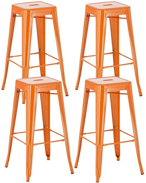 Lot de 4 tabourets de bar en métal empilables Joshua , Orange