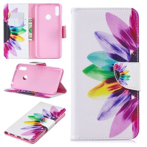 Etui en PU impression de motifs motif de pétales pour votre Huawei Y7 (2019)