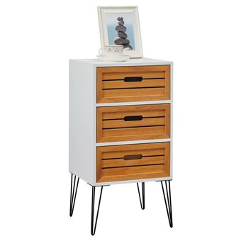 Table De Chevet Estoril Meuble De Nuit Avec 3 Tiroirs En Bois De