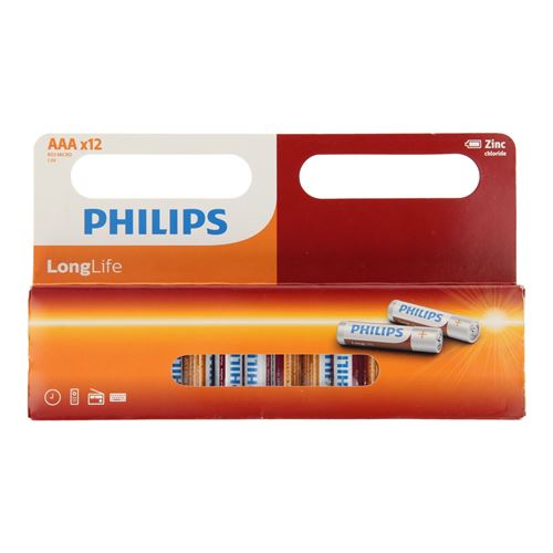 Lot de 12 AAA piles Philips Longlife