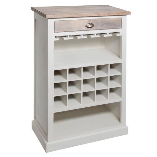 Meuble de bar coloris blanc en bois - L. 73 x l. 40 x H. 115 cm -PEGANE-