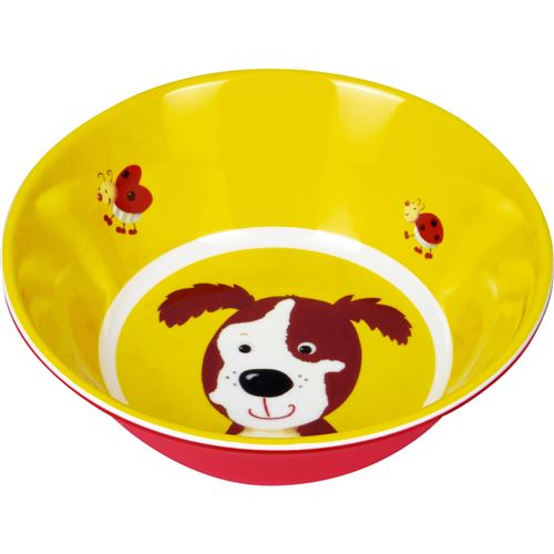 Bol mélamine rouge et jaune Freche Rasselbande chien