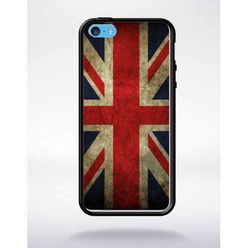 Coque drapeau uk royaume uni grunge flag compatible apple iphone 5c bord noir silicone